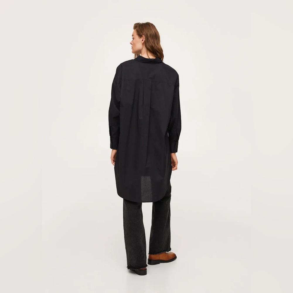 Mango Black Long Button-Down Shirt - image 2
